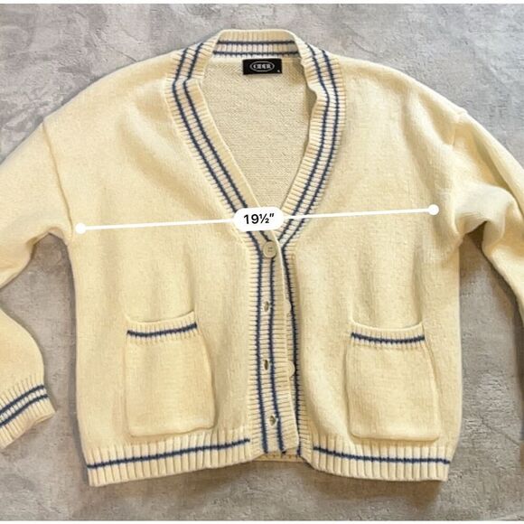 Women’s Striped Cream Cardigan Sweater SMALL - Picture 4 of 7